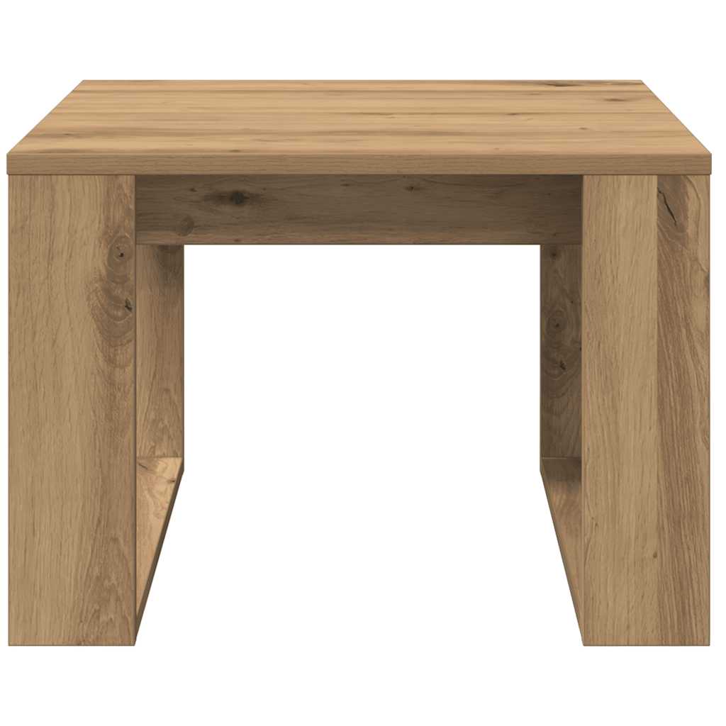 Bijzettafel 50x50x35 cm bewerkt hout artisanaal eikenkleurig is nu te koop bij PeponiXL, paradijselijk wonen!