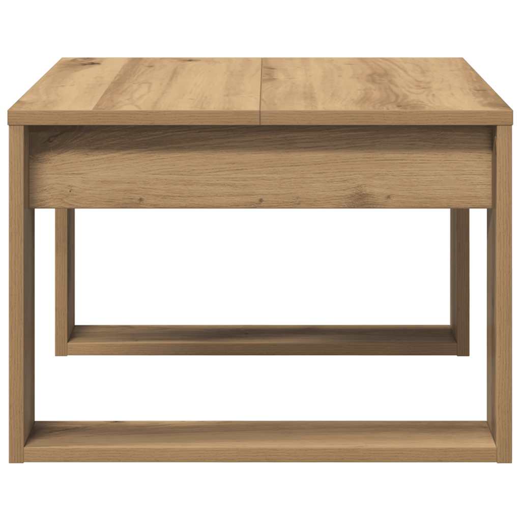 Bijzettafel 50x50x35 cm bewerkt hout artisanaal eikenkleurig is nu te koop bij PeponiXL, paradijselijk wonen!