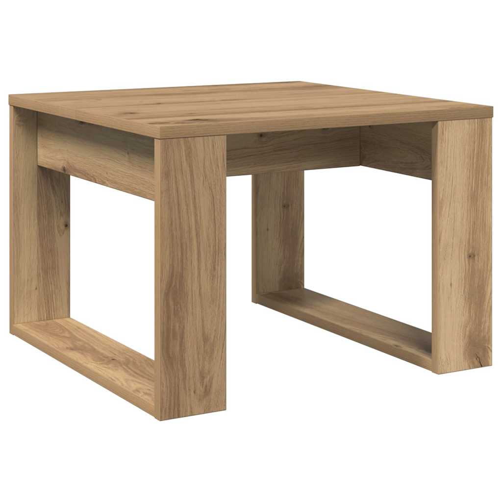 Bijzettafel 50x50x35 cm bewerkt hout artisanaal eikenkleurig is nu te koop bij PeponiXL, paradijselijk wonen!