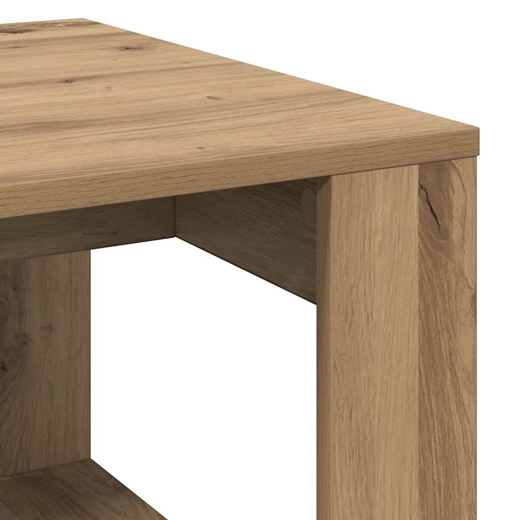 Bijzettafel 50x50x35 cm bewerkt hout artisanaal eikenkleurig is nu te koop bij PeponiXL, paradijselijk wonen!