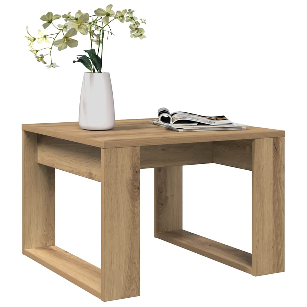 Bijzettafel 50x50x35 cm bewerkt hout artisanaal eikenkleurig is nu te koop bij PeponiXL, paradijselijk wonen!