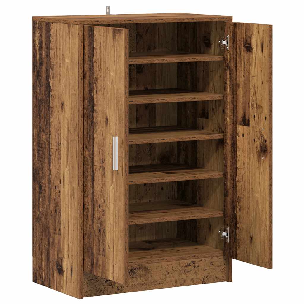 Schoenenkast 60x35x92 cm bewerkt hout oud houtkleurig is nu te koop bij PeponiXL, paradijselijk wonen!