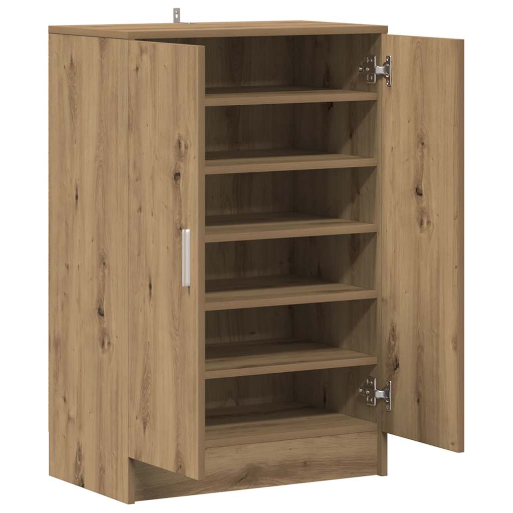 Schoenenkast 60x35x92 cm bewerkt hout artisanaal eikenkleur is nu te koop bij PeponiXL, paradijselijk wonen!