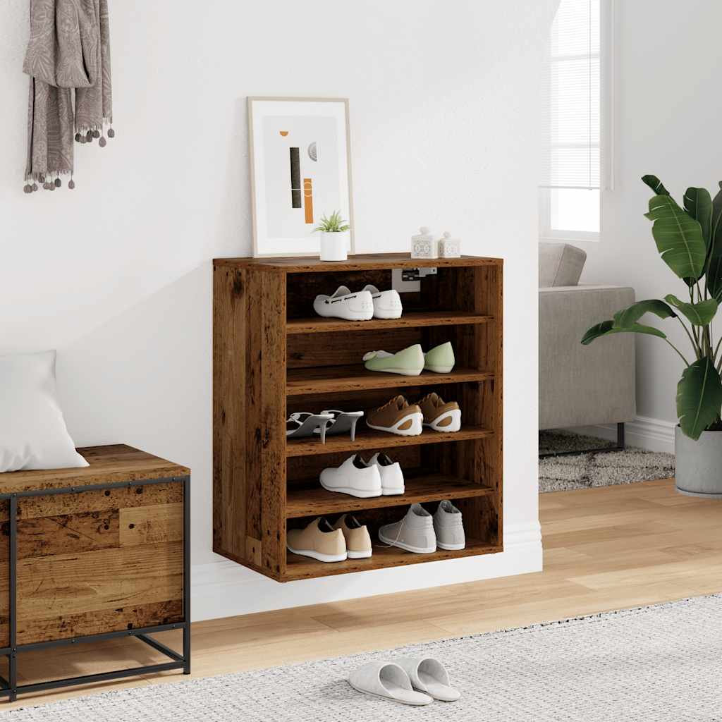 Schoenenkast 60x35x70 cm bewerkt hout oud houtkleurig is nu te koop bij PeponiXL, paradijselijk wonen!