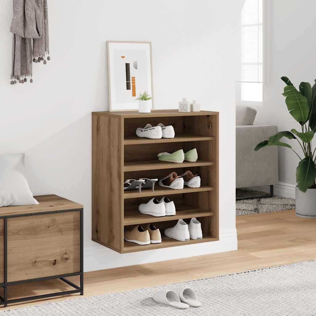 Schoenenkast 60x35x70 cm bewerkt hout artisanaal eikenkleur is nu te koop bij PeponiXL, paradijselijk wonen!