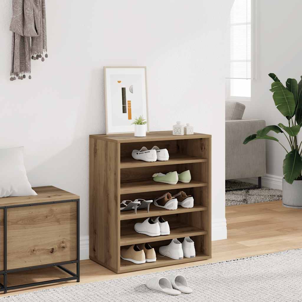 Schoenenkast 60x35x70 cm bewerkt hout artisanaal eikenkleur is nu te koop bij PeponiXL, paradijselijk wonen!