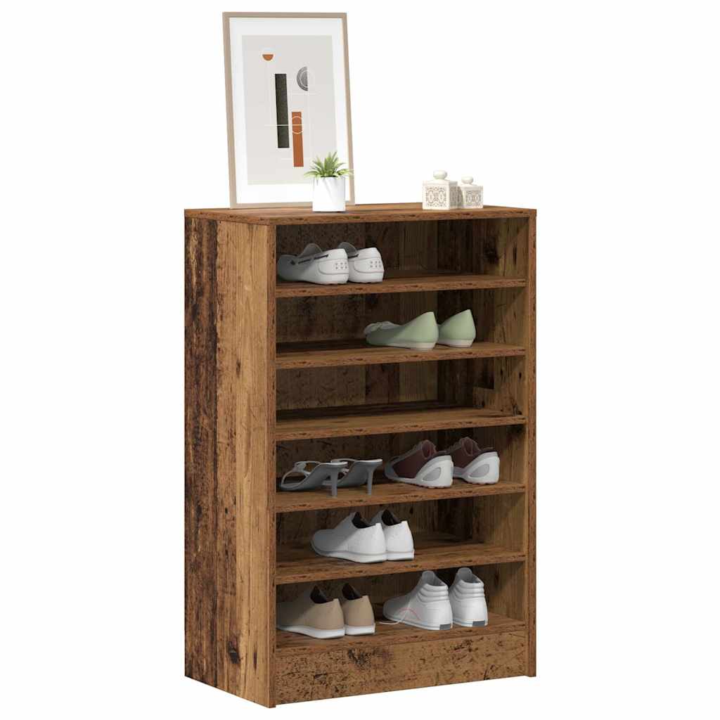 Schoenenkast 60x35x92 cm bewerkt hout oud houtkleurig is nu te koop bij PeponiXL, paradijselijk wonen!