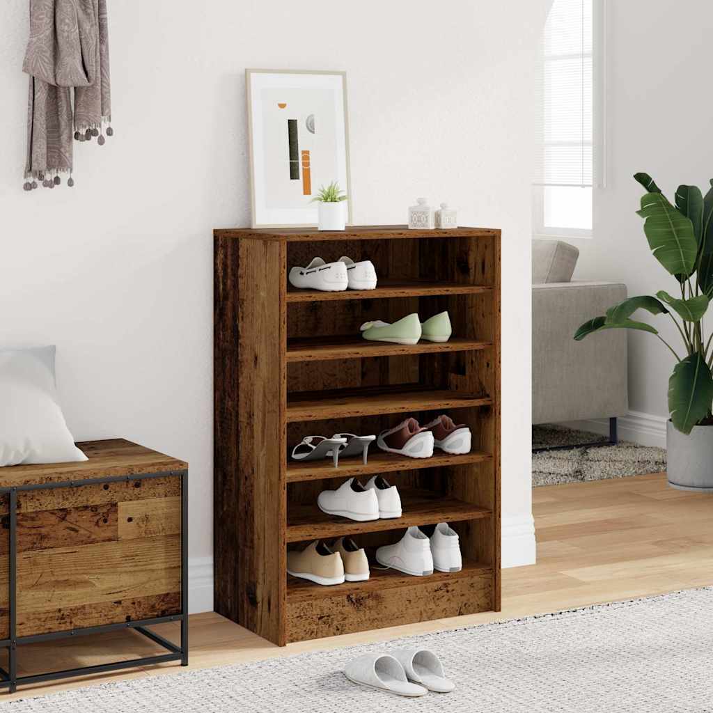 Schoenenkast 60x35x92 cm bewerkt hout oud houtkleurig is nu te koop bij PeponiXL, paradijselijk wonen!