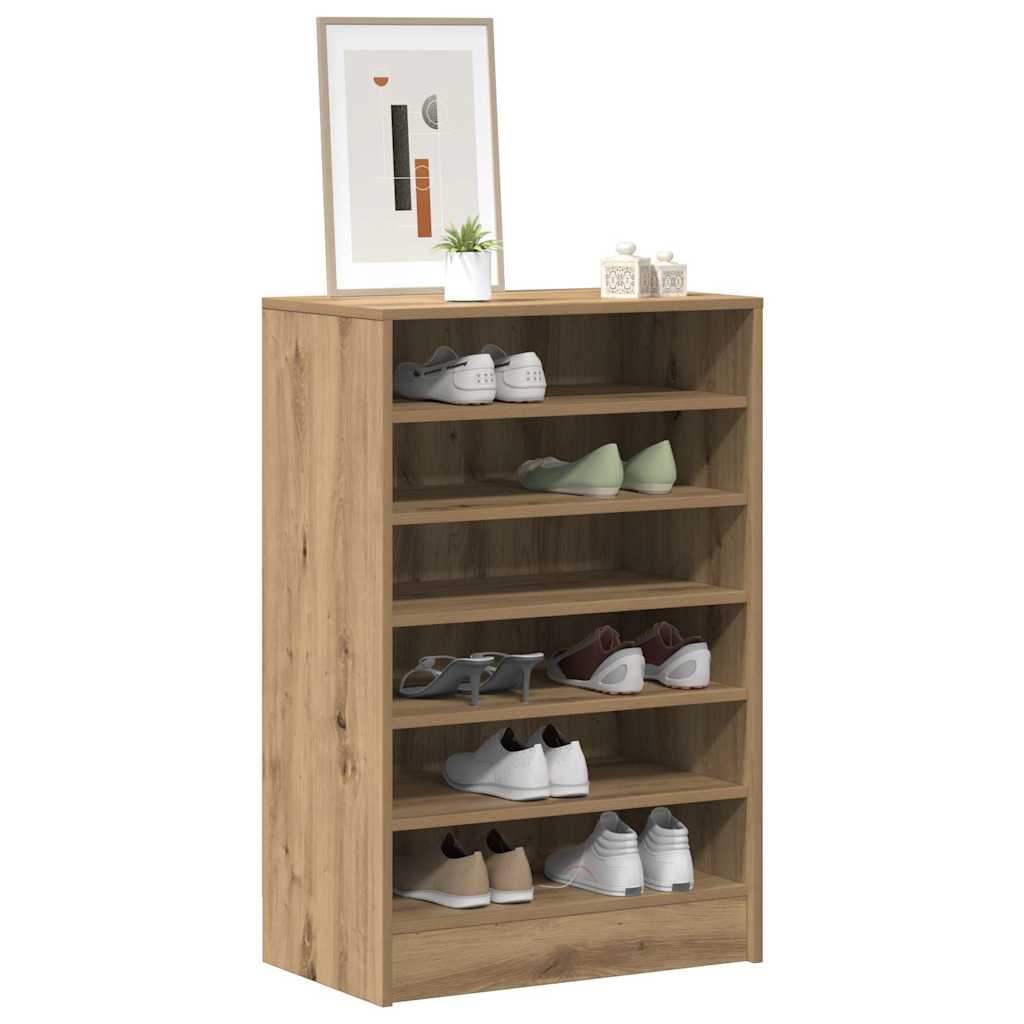 Schoenenkast 60x35x92 cm bewerkt hout artisanaal eikenkleur is nu te koop bij PeponiXL, paradijselijk wonen!