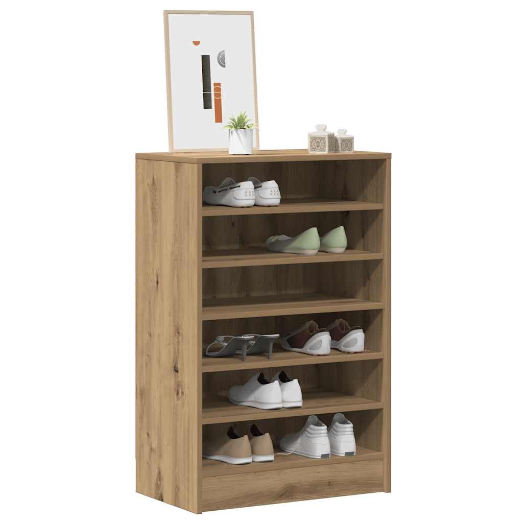 Schoenenkast 60x35x92 cm bewerkt hout artisanaal eikenkleur is nu te koop bij PeponiXL, paradijselijk wonen!