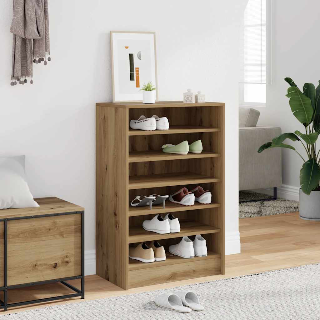 Schoenenkast 60x35x92 cm bewerkt hout artisanaal eikenkleur is nu te koop bij PeponiXL, paradijselijk wonen!