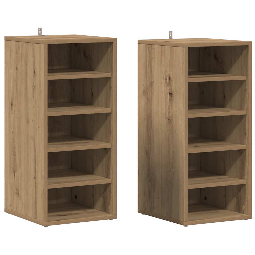 Schoenenkasten 2 st 32x35x70 cm bewerkt hout artisanaal eiken is nu te koop bij PeponiXL, paradijselijk wonen!