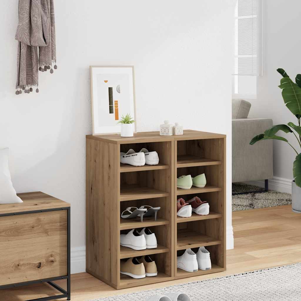 Schoenenkasten 2 st 32x35x70 cm bewerkt hout artisanaal eiken is nu te koop bij PeponiXL, paradijselijk wonen!