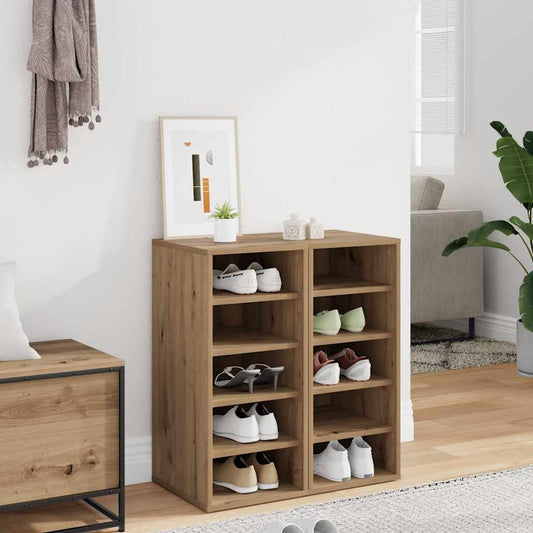 Schoenenkasten 2 st 32x35x70 cm bewerkt hout artisanaal eiken is nu te koop bij PeponiXL, paradijselijk wonen!