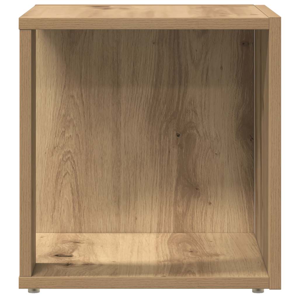 Bijzettafel 33x33x34 cm bewerkt hout artisanaal eikenkleurig is nu te koop bij PeponiXL, paradijselijk wonen!