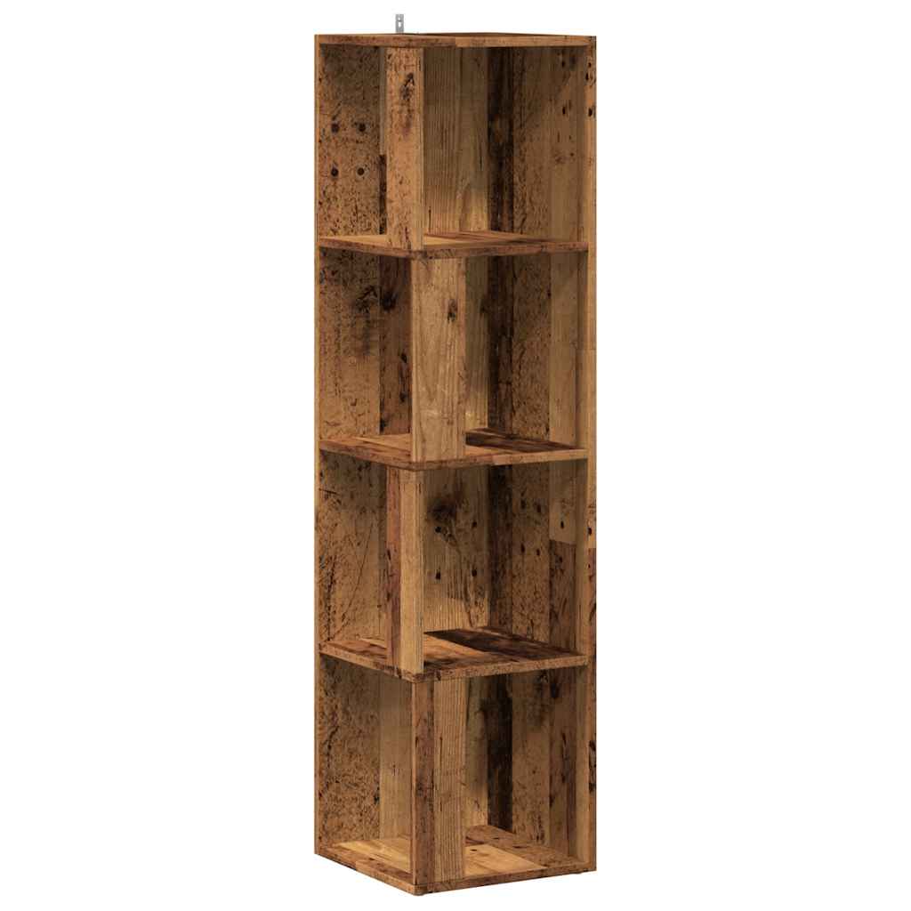 Hoekkast 33x33x132 cm bewerkt hout oud houtkleurig is nu te koop bij PeponiXL, paradijselijk wonen!