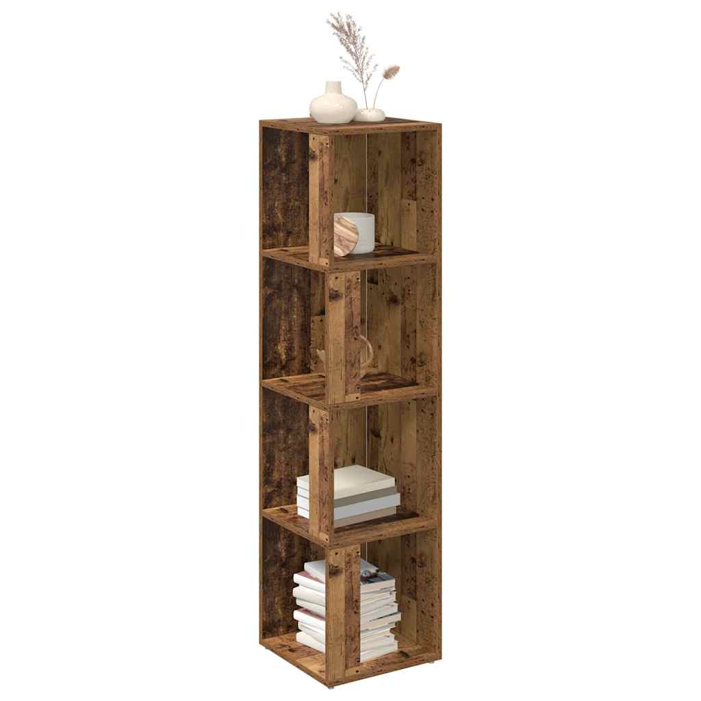 Hoekkast 33x33x132 cm bewerkt hout oud houtkleurig is nu te koop bij PeponiXL, paradijselijk wonen!
