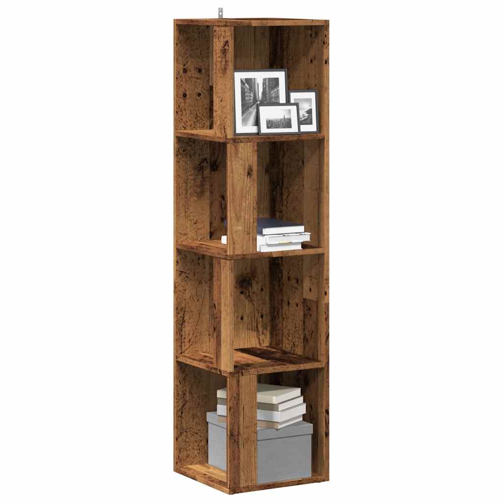 Hoekkast 33x33x132 cm bewerkt hout oud houtkleurig is nu te koop bij PeponiXL, paradijselijk wonen!