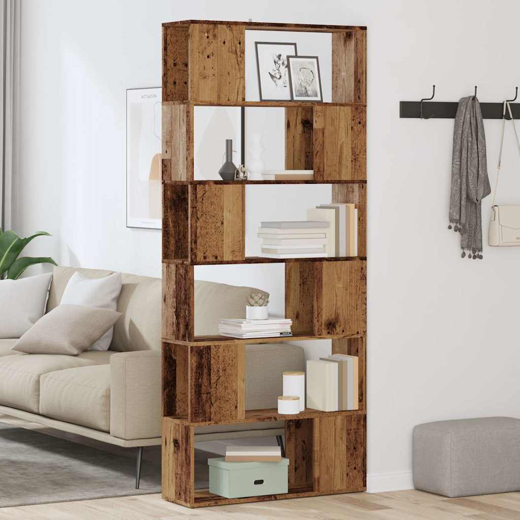 Boekenkast/kamerscherm 80x24x186 cm oud houtkleurig is nu te koop bij PeponiXL, paradijselijk wonen!