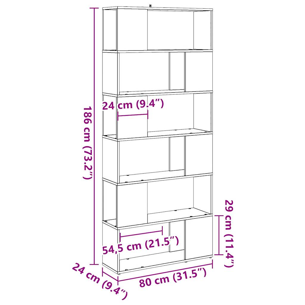 Boekenkast/kamerscherm 80x24x186 cm oud houtkleurig is nu te koop bij PeponiXL, paradijselijk wonen!