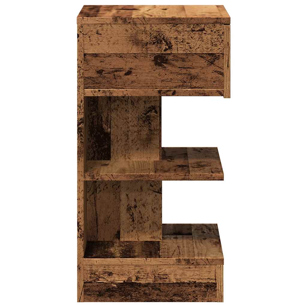 Nachtkastje 40x35x65 cm bewerkt hout oud houtkleurig is nu te koop bij PeponiXL, paradijselijk wonen!