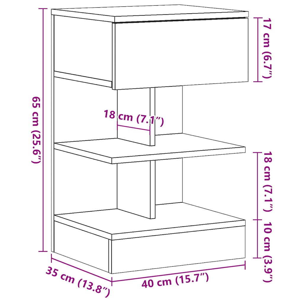 Nachtkastjes 2 st 40x35x65 cm bewerkt hout artisanaal eiken is nu te koop bij PeponiXL, paradijselijk wonen!