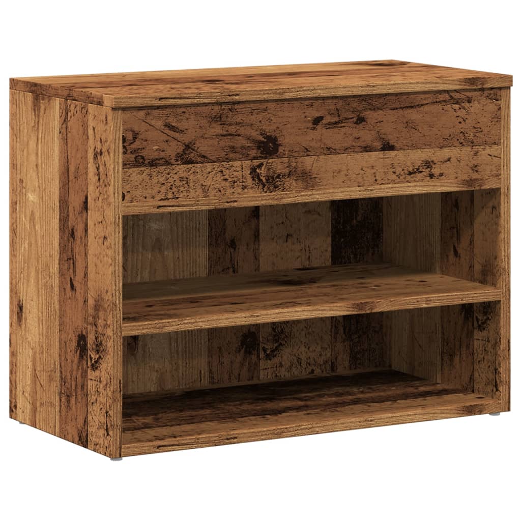 Schoenenbank 60x30x45 cm bewerkt hout oud houtkleurig is nu te koop bij PeponiXL, paradijselijk wonen!