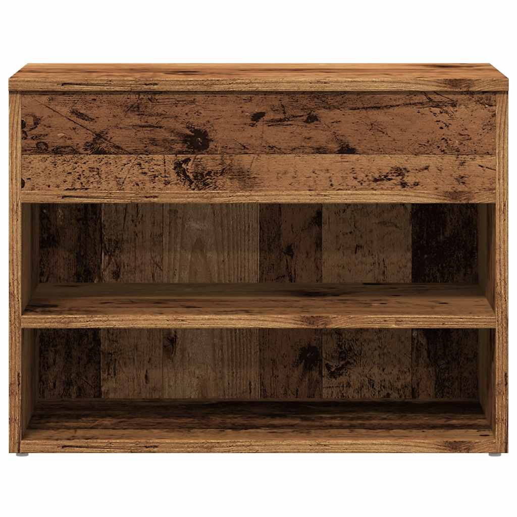 Schoenenbank 60x30x45 cm bewerkt hout oud houtkleurig is nu te koop bij PeponiXL, paradijselijk wonen!