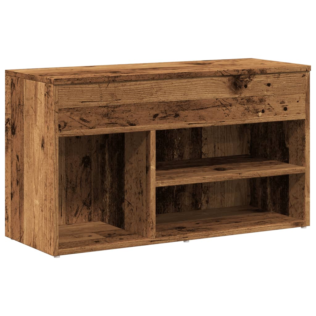 Schoenenbank 80x30x45 cm bewerkt hout oud houtkleurig is nu te koop bij PeponiXL, paradijselijk wonen!