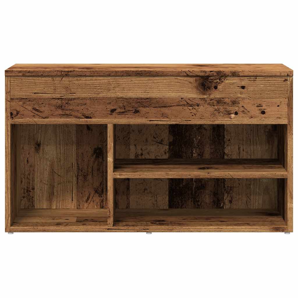 Schoenenbank 80x30x45 cm bewerkt hout oud houtkleurig is nu te koop bij PeponiXL, paradijselijk wonen!