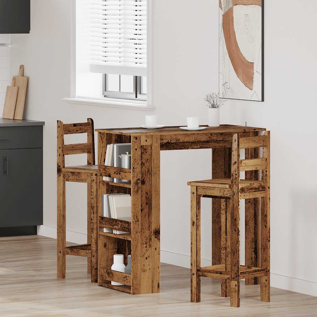 Bartafel met opbergrek 102x50x103,5 cm oud houtkleurig is nu te koop bij PeponiXL, paradijselijk wonen!