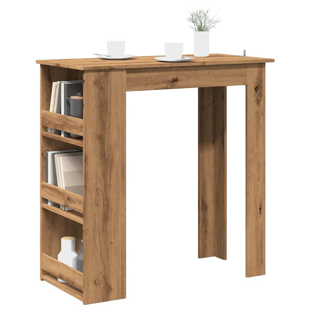 Bartafel met opbergrek 102x50x103,5 cm artisanaal eikenkleurig is nu te koop bij PeponiXL, paradijselijk wonen!