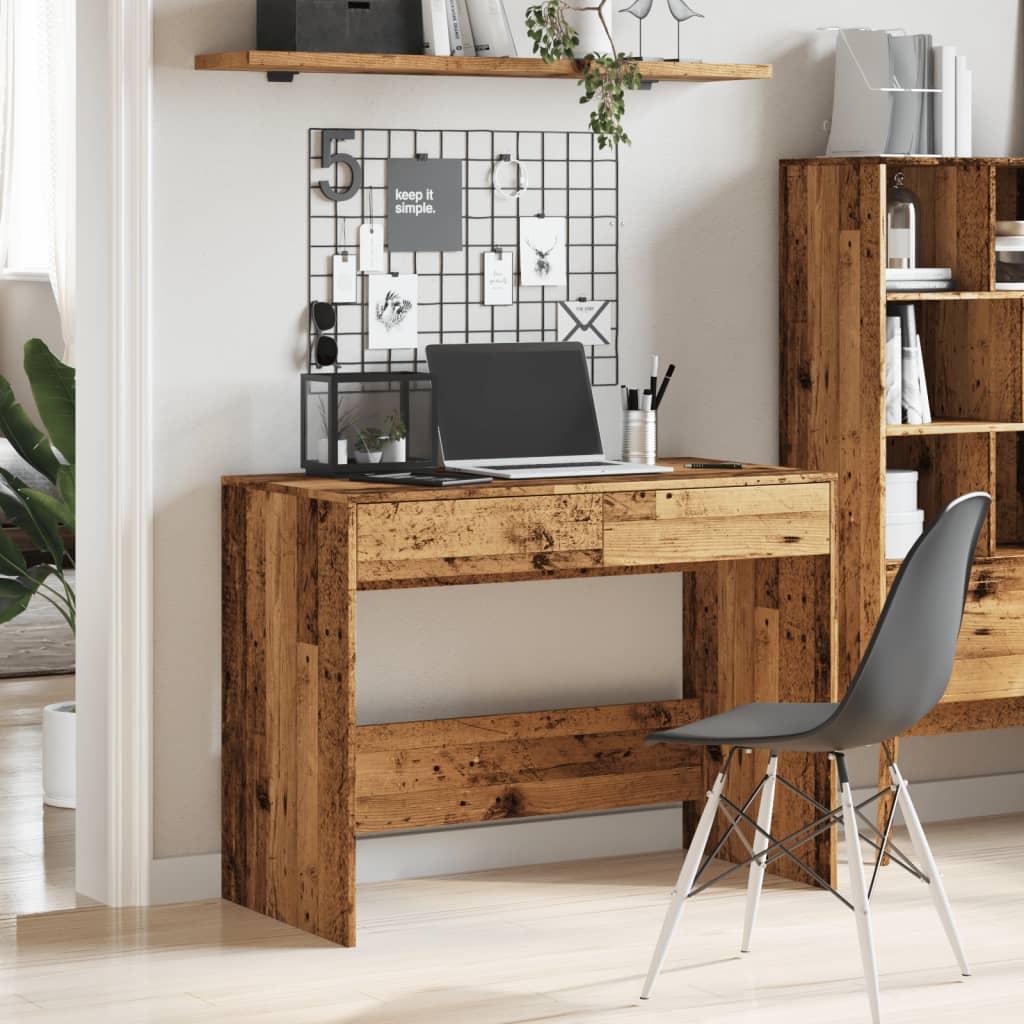 Bureau 101x50x76,5 cm bewerkt hout oud houtkleurig is nu te koop bij PeponiXL, paradijselijk wonen!