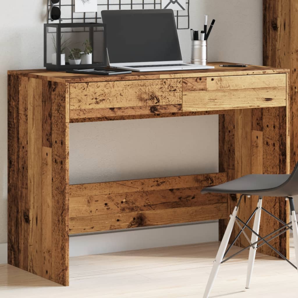 Bureau 101x50x76,5 cm bewerkt hout oud houtkleurig is nu te koop bij PeponiXL, paradijselijk wonen!