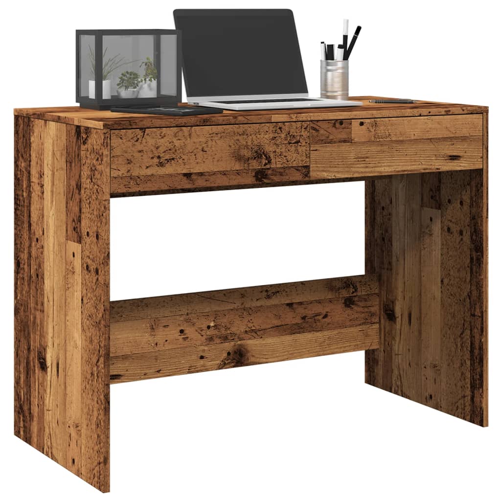 Bureau 101x50x76,5 cm bewerkt hout oud houtkleurig is nu te koop bij PeponiXL, paradijselijk wonen!