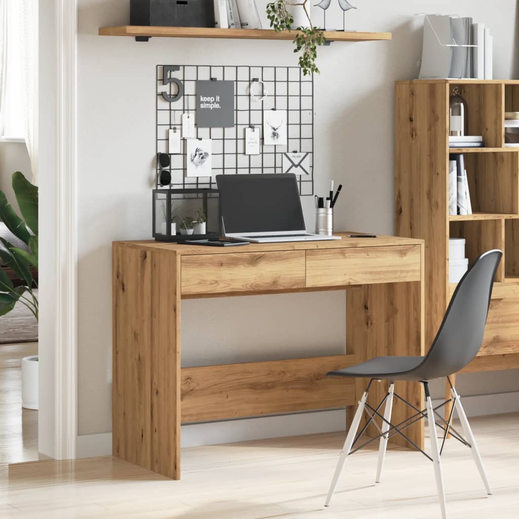 Bureau 101x50x76,5 cm bewerkt hout artisanaal eikenkleur is nu te koop bij PeponiXL, paradijselijk wonen!