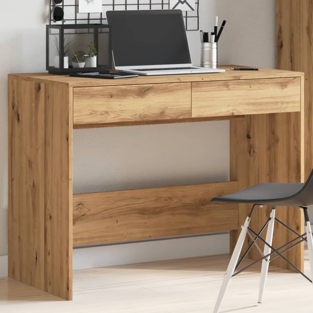 Bureau 101x50x76,5 cm bewerkt hout artisanaal eikenkleur is nu te koop bij PeponiXL, paradijselijk wonen!