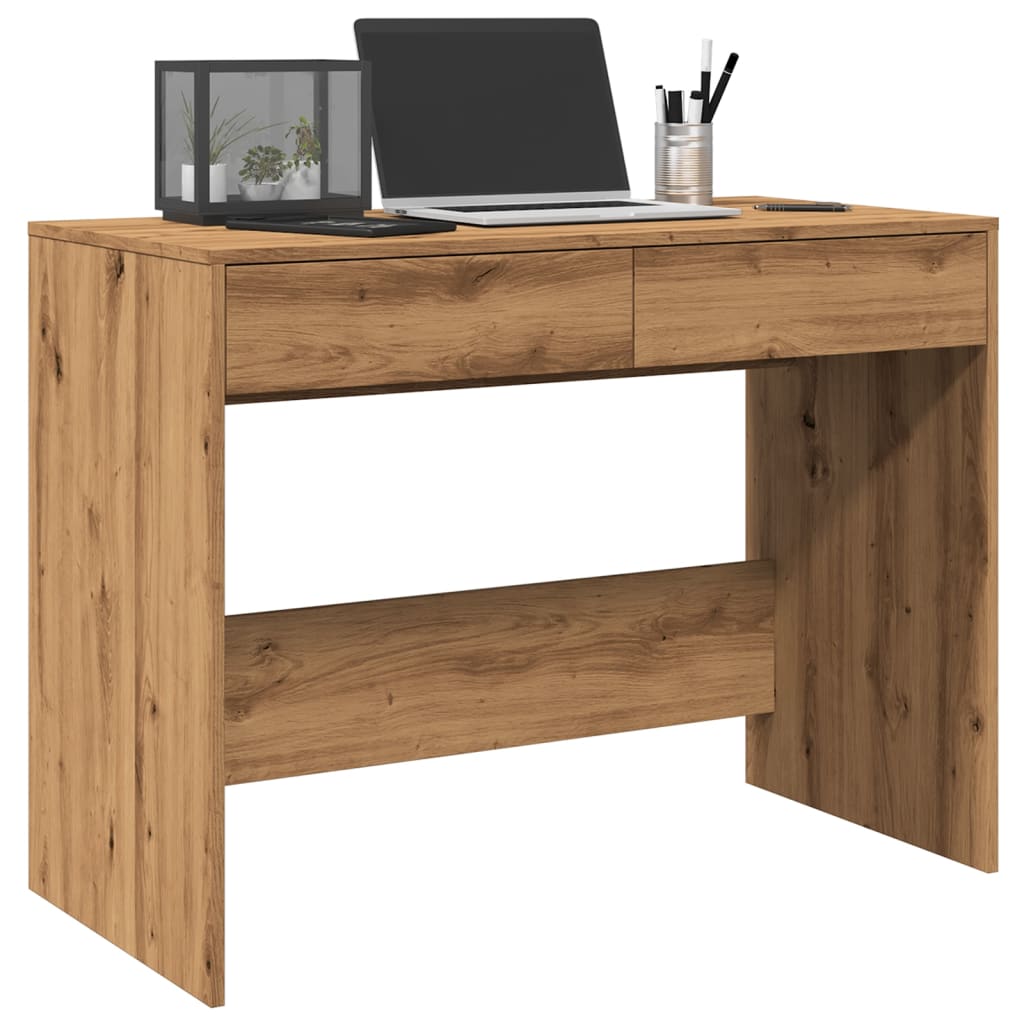 Bureau 101x50x76,5 cm bewerkt hout artisanaal eikenkleur is nu te koop bij PeponiXL, paradijselijk wonen!
