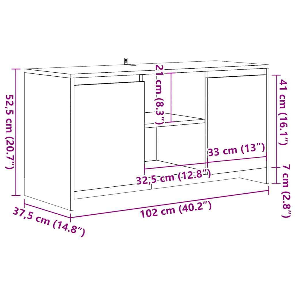 Tv-meubel 102x37,5x52,5 cm bewerkt hout artisanaal eikenkleur is nu te koop bij PeponiXL, paradijselijk wonen!