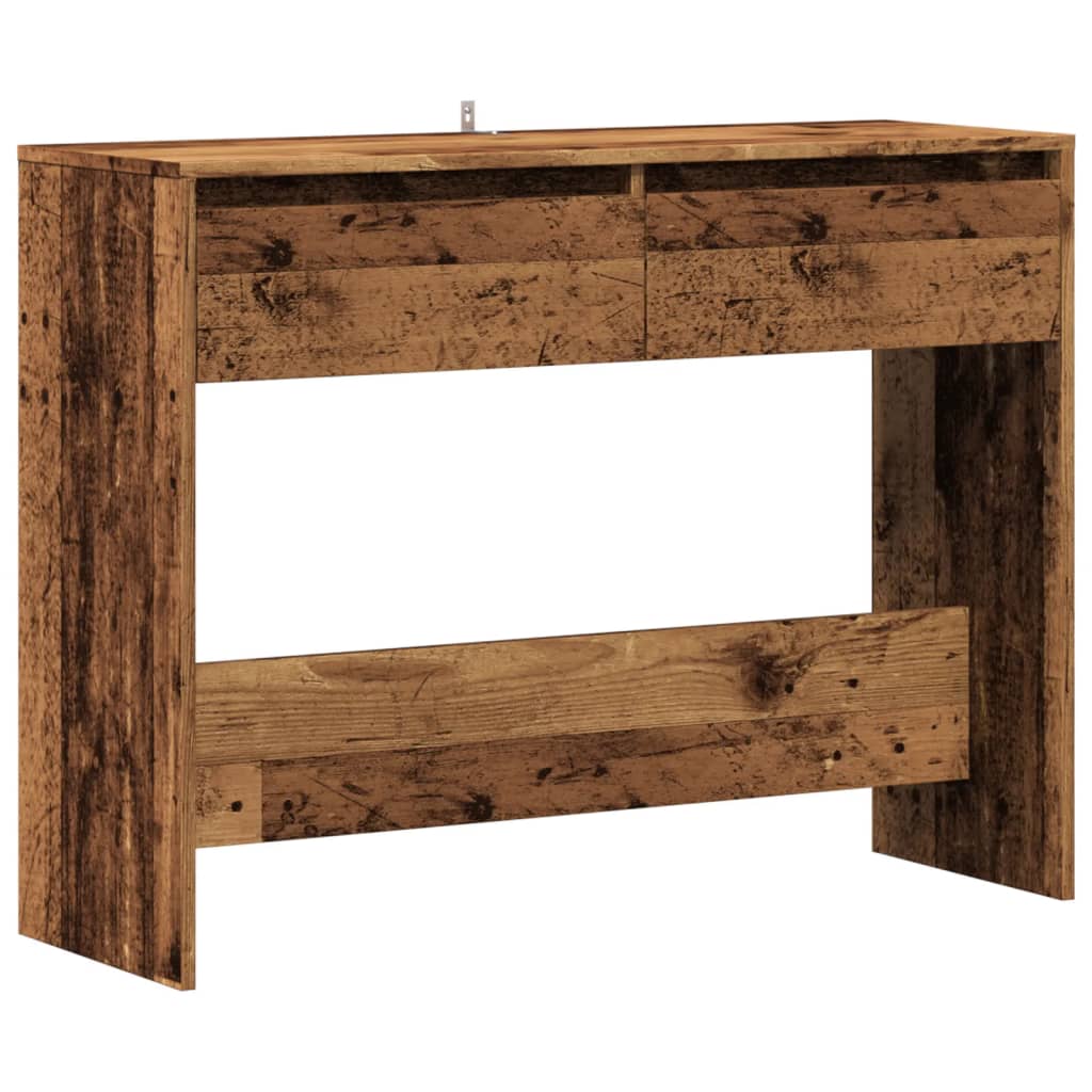 Wandtafel 100x35x76,5 cm bewerkt hout oud houtkleurig is nu te koop bij PeponiXL, paradijselijk wonen!