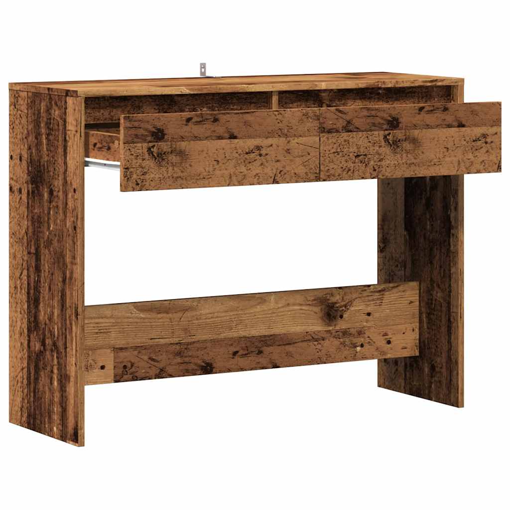 Wandtafel 100x35x76,5 cm bewerkt hout oud houtkleurig is nu te koop bij PeponiXL, paradijselijk wonen!