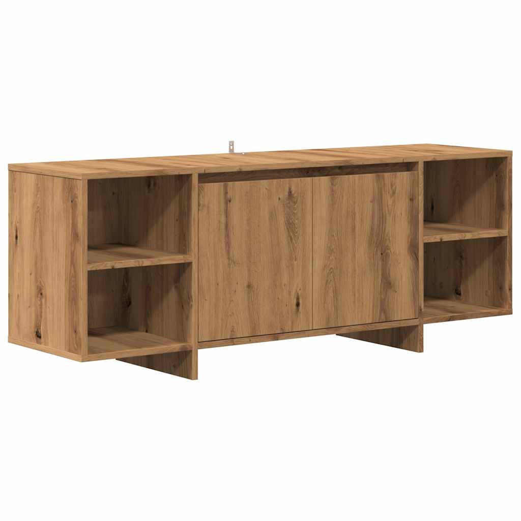Tv-meubel 130x35x50 cm bewerkt hout artisanaal eikenkleur is nu te koop bij PeponiXL, paradijselijk wonen!