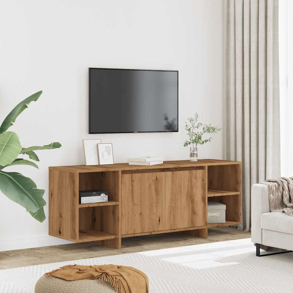Tv-meubel 130x35x50 cm bewerkt hout artisanaal eikenkleur is nu te koop bij PeponiXL, paradijselijk wonen!