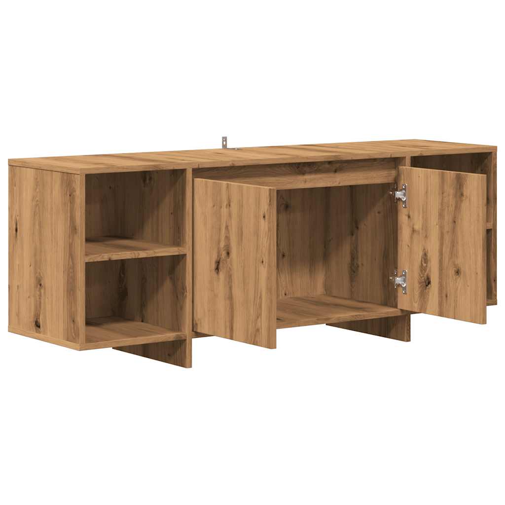 Tv-meubel 130x35x50 cm bewerkt hout artisanaal eikenkleur is nu te koop bij PeponiXL, paradijselijk wonen!