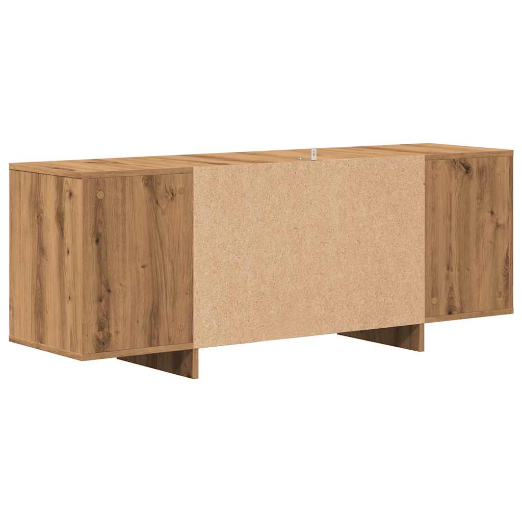 Tv-meubel 130x35x50 cm bewerkt hout artisanaal eikenkleur is nu te koop bij PeponiXL, paradijselijk wonen!