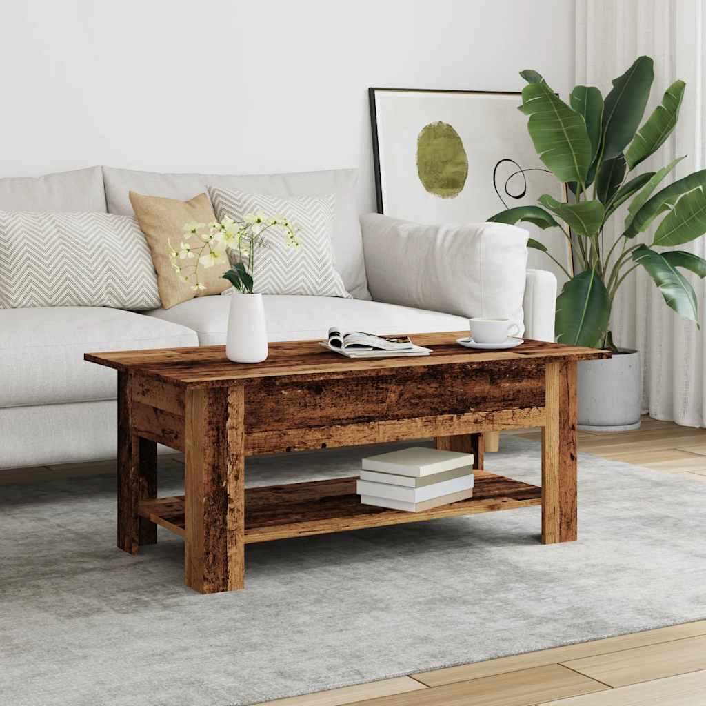 Salontafel 102x55x42 cm bewerkt hout oud houtkleurig is nu te koop bij PeponiXL, paradijselijk wonen!