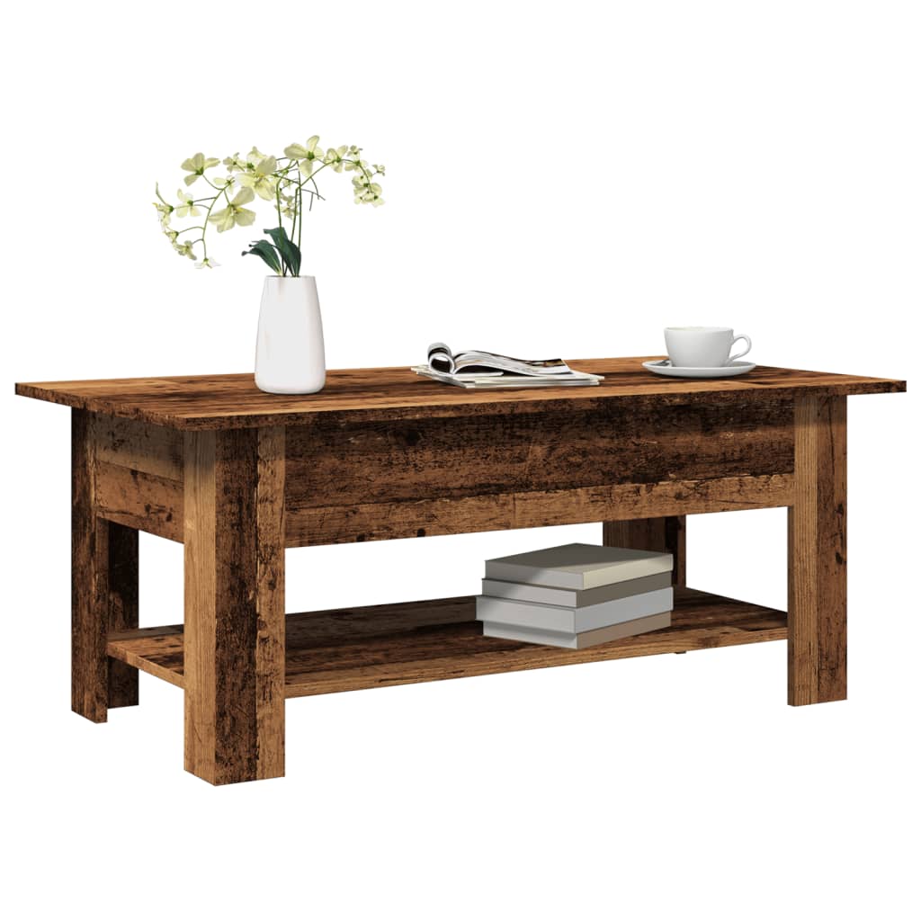 Salontafel 102x55x42 cm bewerkt hout oud houtkleurig is nu te koop bij PeponiXL, paradijselijk wonen!