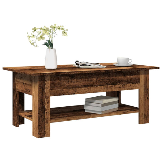 Salontafel 102x55x42 cm bewerkt hout oud houtkleurig is nu te koop bij PeponiXL, paradijselijk wonen!