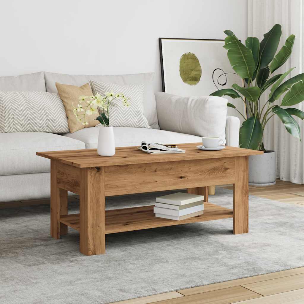 Salontafel 102x55x42 cm bewerkt hout artisanaal eikenkleur is nu te koop bij PeponiXL, paradijselijk wonen!