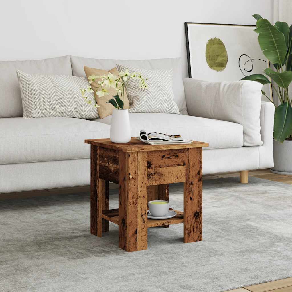 Salontafel 40x40x42 cm bewerkt hout oud houtkleurig is nu te koop bij PeponiXL, paradijselijk wonen!